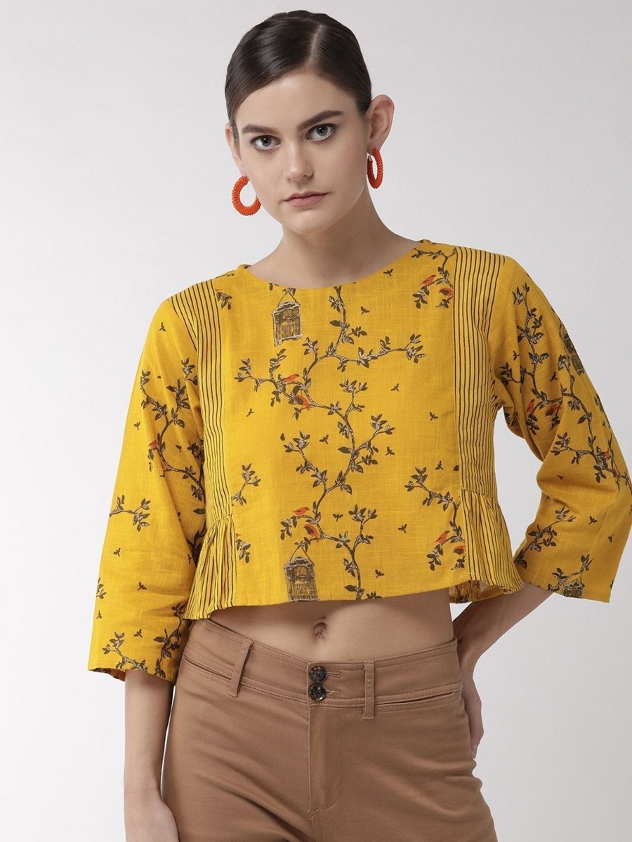 Women InWeave | Women'S Yellow Nest Crop Top - Inweave