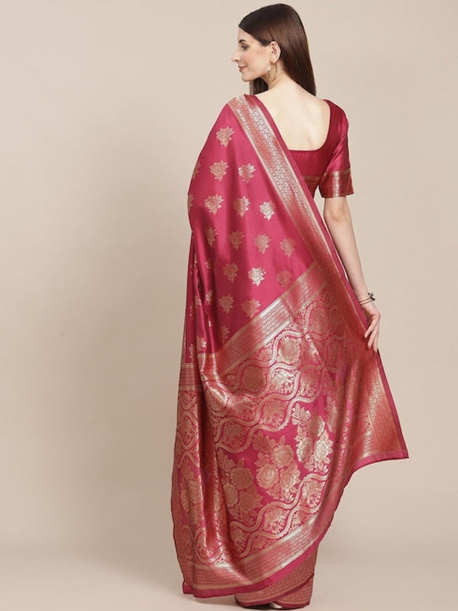 Women Varanga | Women'S Color Banarasi Silk Saree With Blouse - Varanga Pink