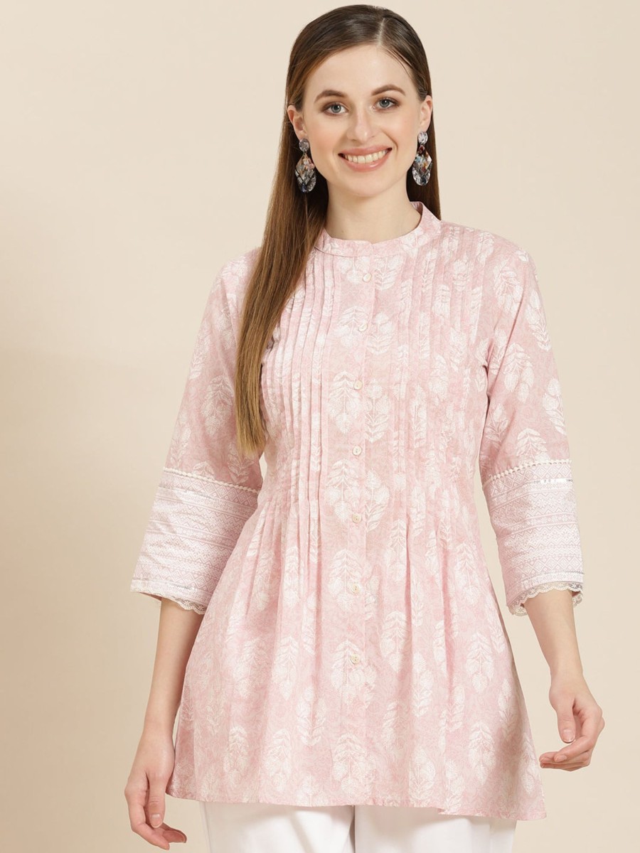 Women Juniper | Women'S Baby Cambric Printed A-Line Tunic - Juniper Pink