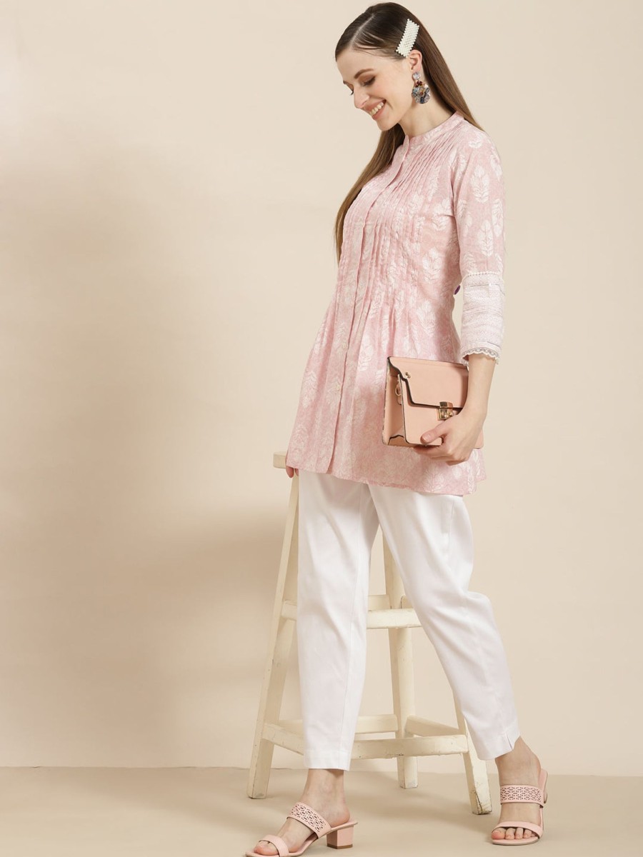 Women Juniper | Women'S Baby Cambric Printed A-Line Tunic - Juniper Pink