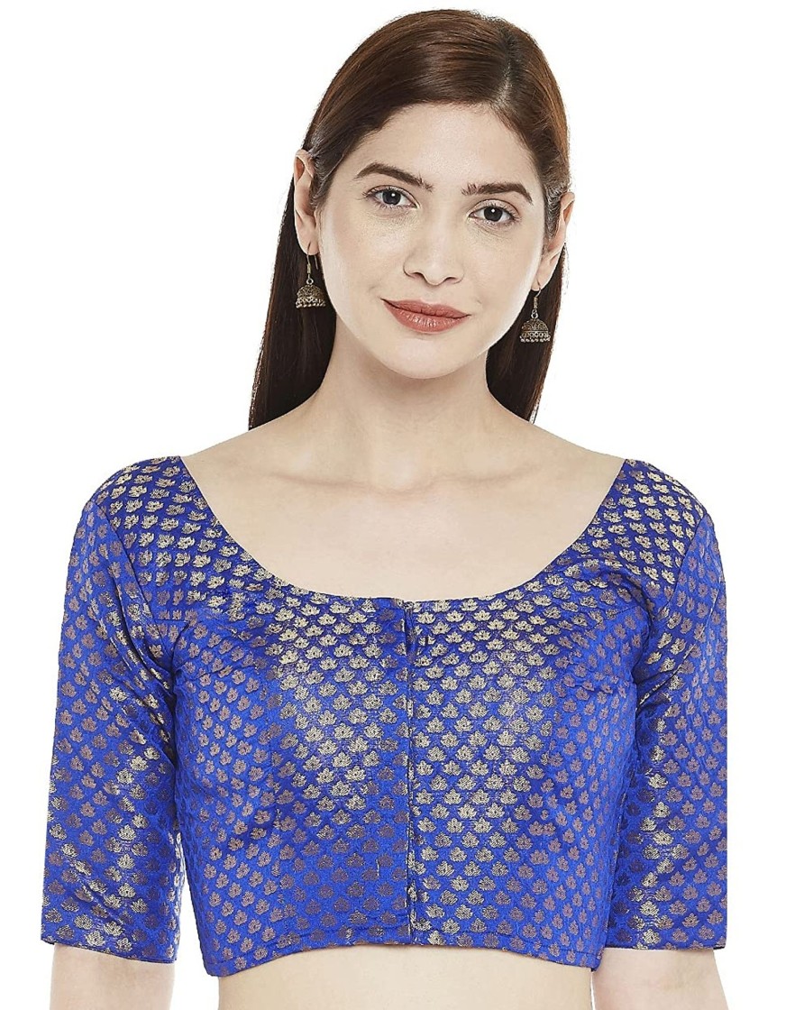 Women Shringaar | Women'S Royal Blue Brocade Blouse By Shringaar- (1Pc Set)