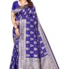 Women Varanga | Women'S Light Color Banarasi Silk Saree With Blouse - Varanga Blue