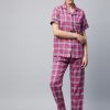 Women StyleStone | Women'S Cotton Checkered Night Suit - Stylestone Pink