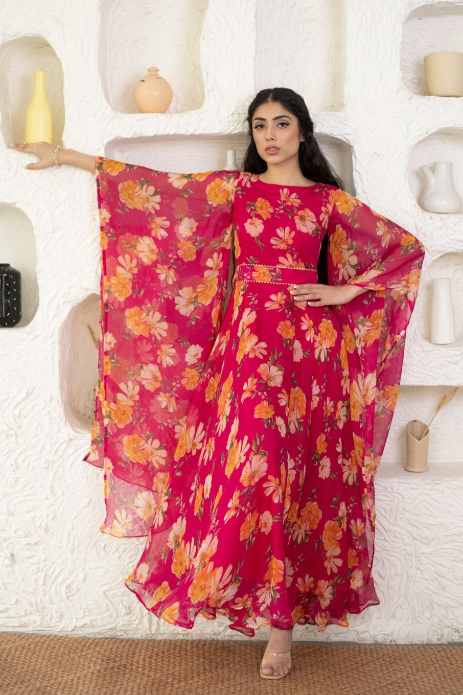 Women SARAS THE LABEL | Women'S Red Flower Print Suit Set - Saras The Label