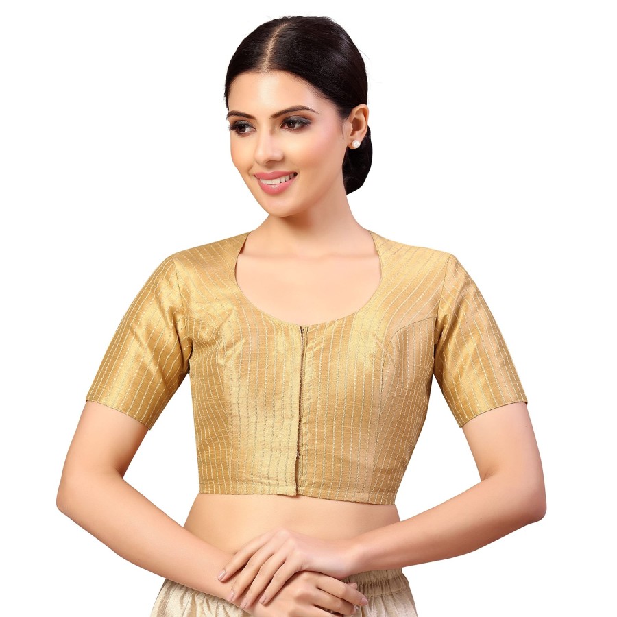 Women Shringaar | Women'S S Polyester Handloom Silk Saree Blouse. - Shringaar Gold