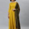 Women Janasya | Women'S Solid Rayon Anarkali Set - Janasya Mustard