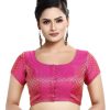 Women Madhu Fashion | Women'S Short Sleeves Banaras Brocade Readymade Saree Blouse - Madhu Fashion