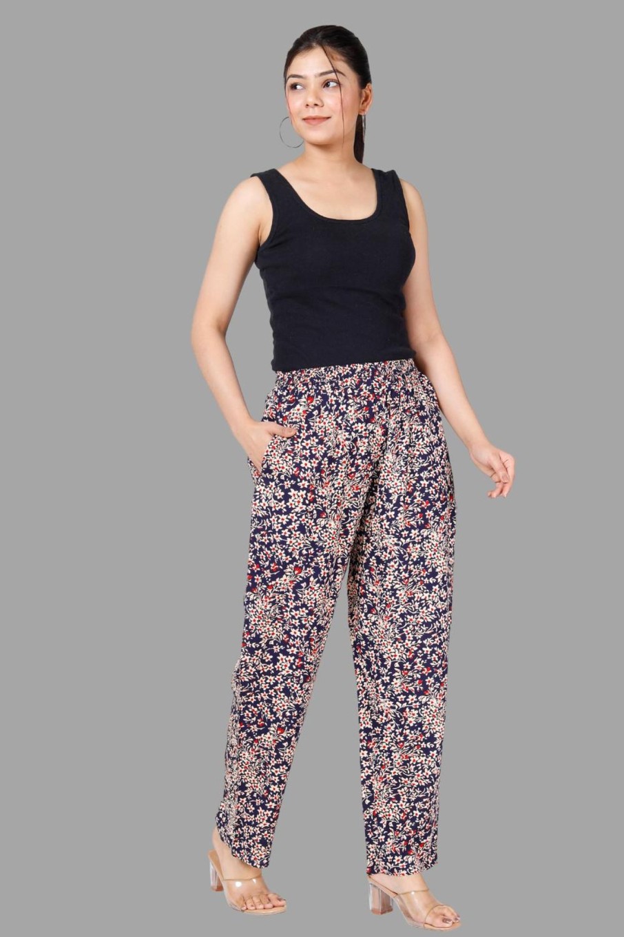 Women House of RP | Women'S Multicolor Rayon Printed Trousers - House Of Rp Blue