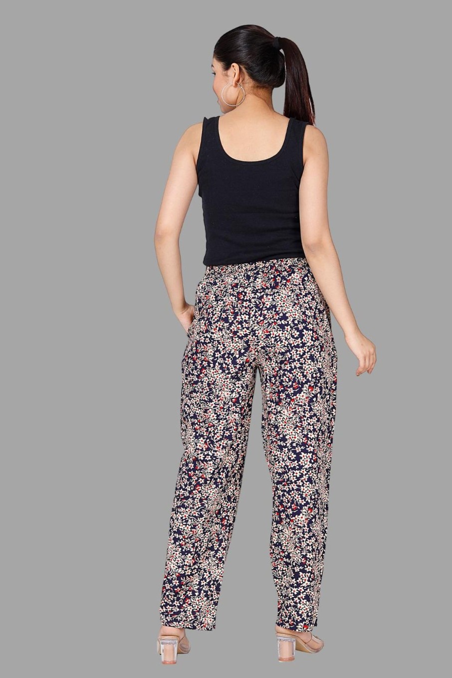 Women House of RP | Women'S Multicolor Rayon Printed Trousers - House Of Rp Blue