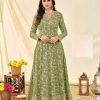 Women Monjolika | Women'S Pista Green Color Georgette Heavy Work Full Length Anarkali Suit - Monjolika