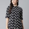 Women Divena | Women'S Black Rayon Zigzag Print Top - Divena