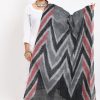 Women Moeza | Women'S Handloom Cotton Ikkat Maroon/ Dupatta - Moeza Black