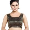 Women Madhu Fashion | Women'S Sleeveless Brocade Readymade Saree Blouse - Madhu Fashion Black