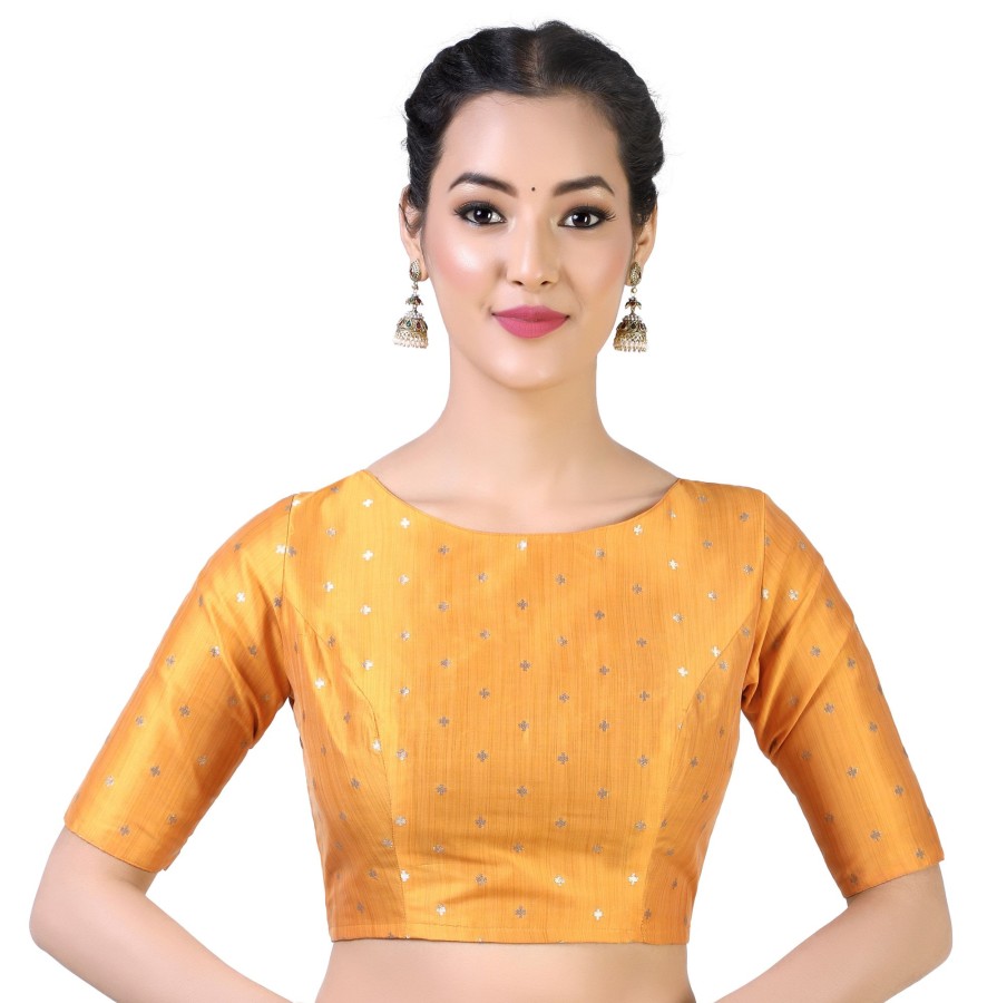 Women Shringaar | Women'S Orange Brocade Blouse By Shringaar- (1Pc Set)