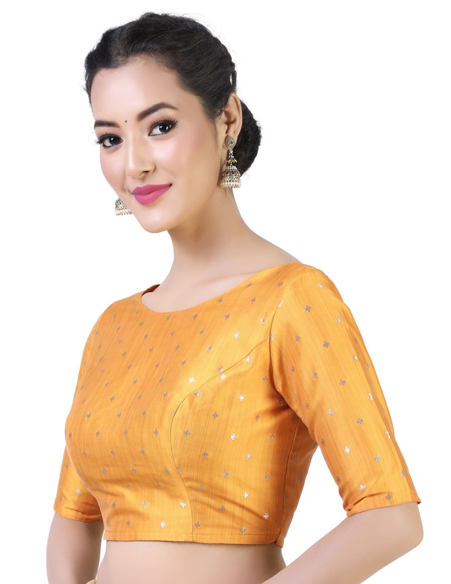 Women Shringaar | Women'S Orange Brocade Blouse By Shringaar- (1Pc Set)