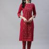 Women Ziyaa | Women'S Pink Floral Printed Crepe Kurta By Ziyaa- (1 Pcs Set)