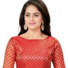 Women Madhu Fashion | Women'S Brocade Elbow Length Sleeves Readymade Saree Blouse - Madhu Fashion Red