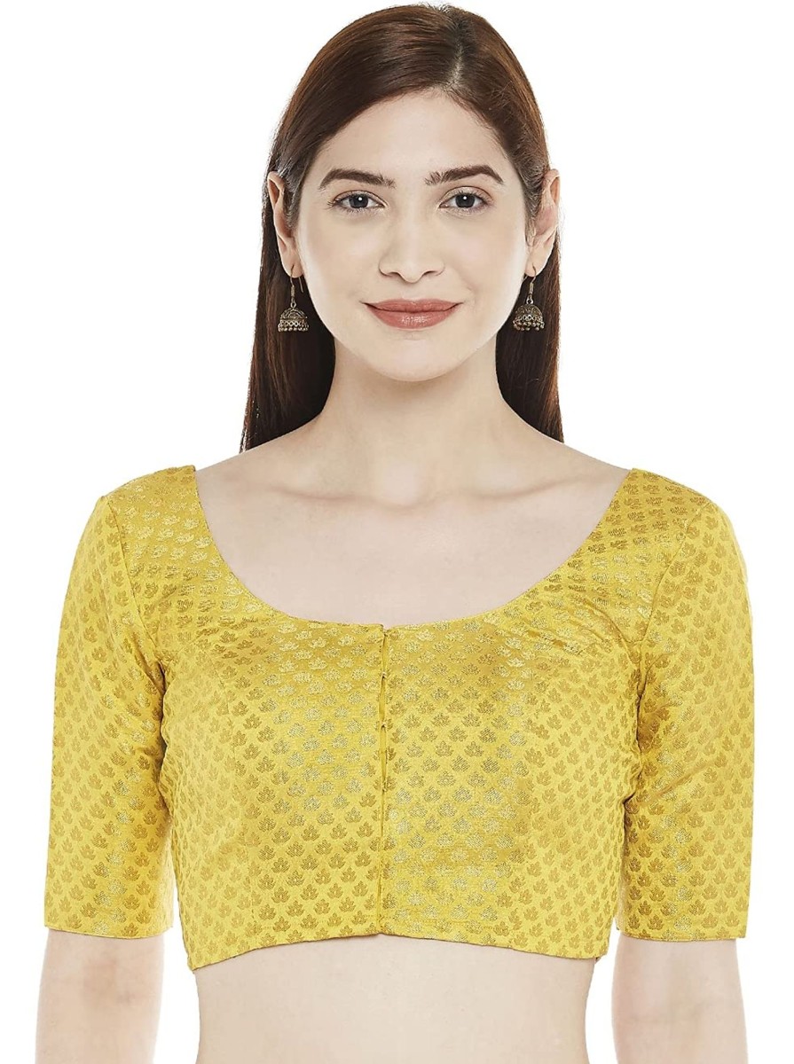 Women Shringaar | Women'S Yellow Brocade Blouse By Shringaar- (1Pc Set)