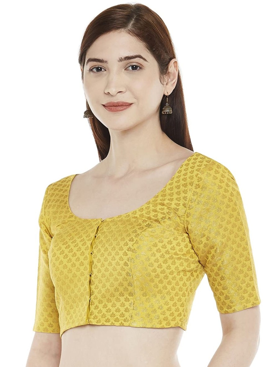 Women Shringaar | Women'S Yellow Brocade Blouse By Shringaar- (1Pc Set)