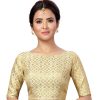 Women Shringaar | Women Cream Brocade Saree Blouse By Shringaar (1Pc)