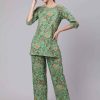 Women THE NKS PLUS | Women'S U0026 Orange Printed Pure Cotton Night Suit - The Nks Plus Green