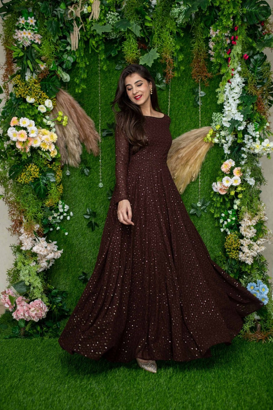 Women Label Shaurya Sanadhya | Women'S Brown Ethnic Gown - Label Shaurya Sanadhya