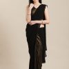 Women Ahalyaa | Women'S Black Georgette Gold Coated Ready To Wear Saree - Ahalyaa