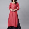 Women Janasya | Women'S Cotton Embroide Straight Kurta - Janasya Red