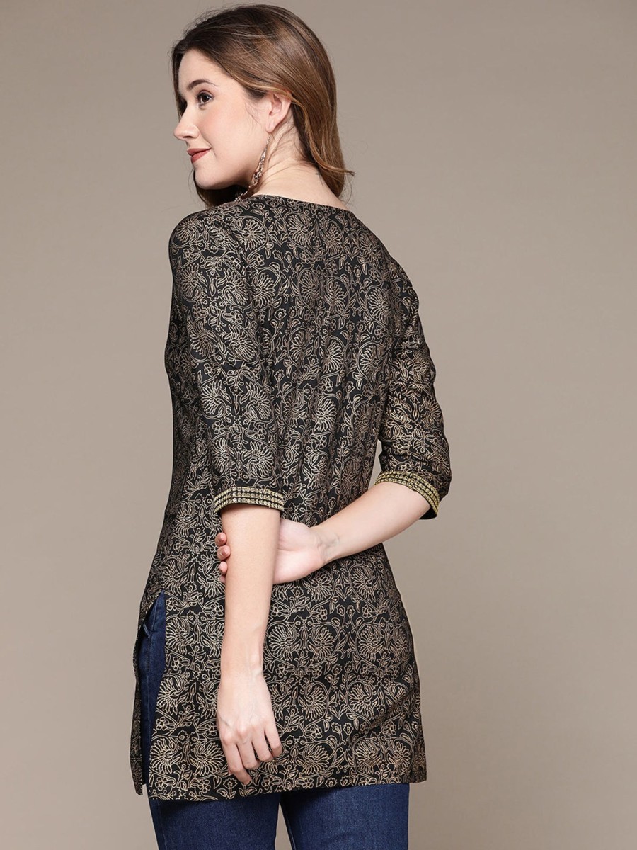 Women Anubhutee USA | Women'S Black Printed Tunic - Anubhutee Usa