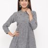 Women Kipek | Women'S Grey Cotton Tunic By Kipek (1Pc) Dark Grey