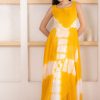 Women SARAS THE LABEL | Women'S Yellow Shibori Dyed Yellow Gown By Saras The Label (1 Pc Set)