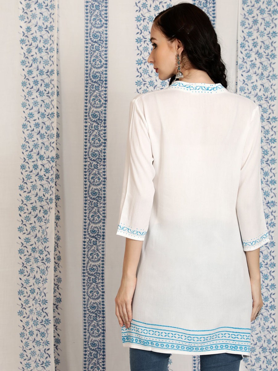 Women AKS | Women'S Hand Block Print Tunic - Aks White