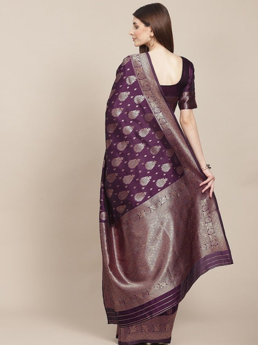 Women Varanga | Women'S Color Banarasi Silk Saree With Blouse - Varanga Purple