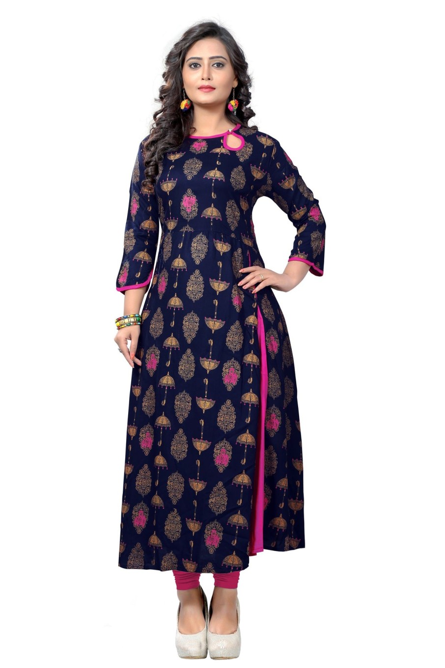 Women Vbuyz | Women'S Blue Color Rayon A-Line Kurta Only - Vbuyz