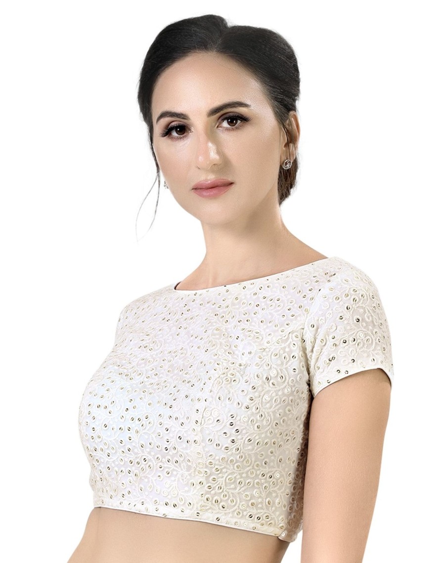 Women Shringaar | Women'S White Chikankari Blouse By Shringaar- (1Pc Set)