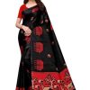 Women Vamika | Women'S Vamika Sea Green Kalamkari With Jhalar Khadi Silk Saree Farm House Vamika Black