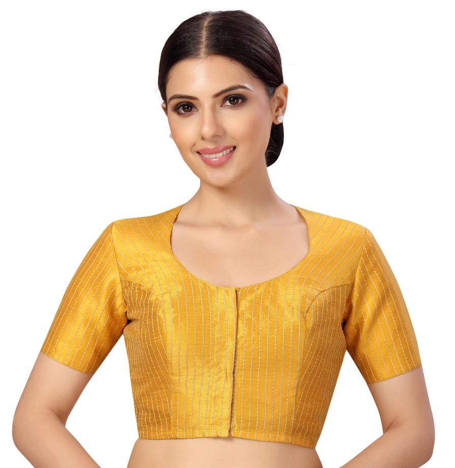 Women Shringaar | Women'S S Polyester Handloom Silk Saree Blouse. - Shringaar Yellow