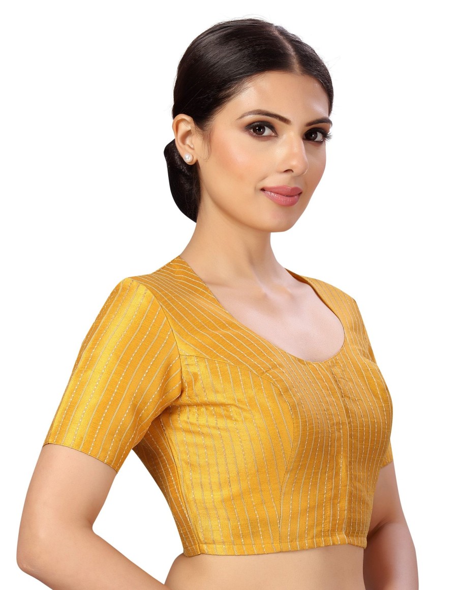 Women Shringaar | Women'S S Polyester Handloom Silk Saree Blouse. - Shringaar Yellow