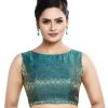 Women Madhu Fashion | Women'S Polyester Sleeveless Readymade Saree Blouse - Madhu Fashion Green