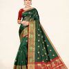 Women Sweet Smile | Women'S Color Stylish Saree With Blouse Set - Sweet Smile Green