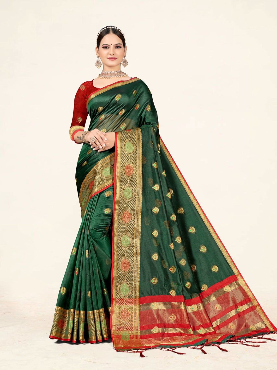 Women Sweet Smile | Women'S Color Stylish Saree With Blouse Set - Sweet Smile Green