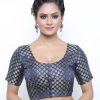 Women Madhu Fashion | Women'S Brocade Short Sleeve Readymade Blouse - Madhu Fashion Blue