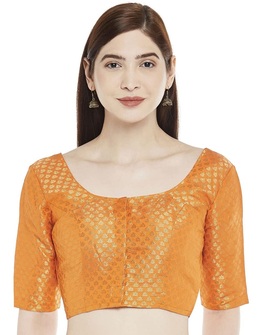 Women Shringaar | Women Orange Brocade Saree Blouse By Shringaar (1Pc)