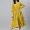 Women Janasya | Women'S Poly Chiffon Kurta - Janasya Mustard