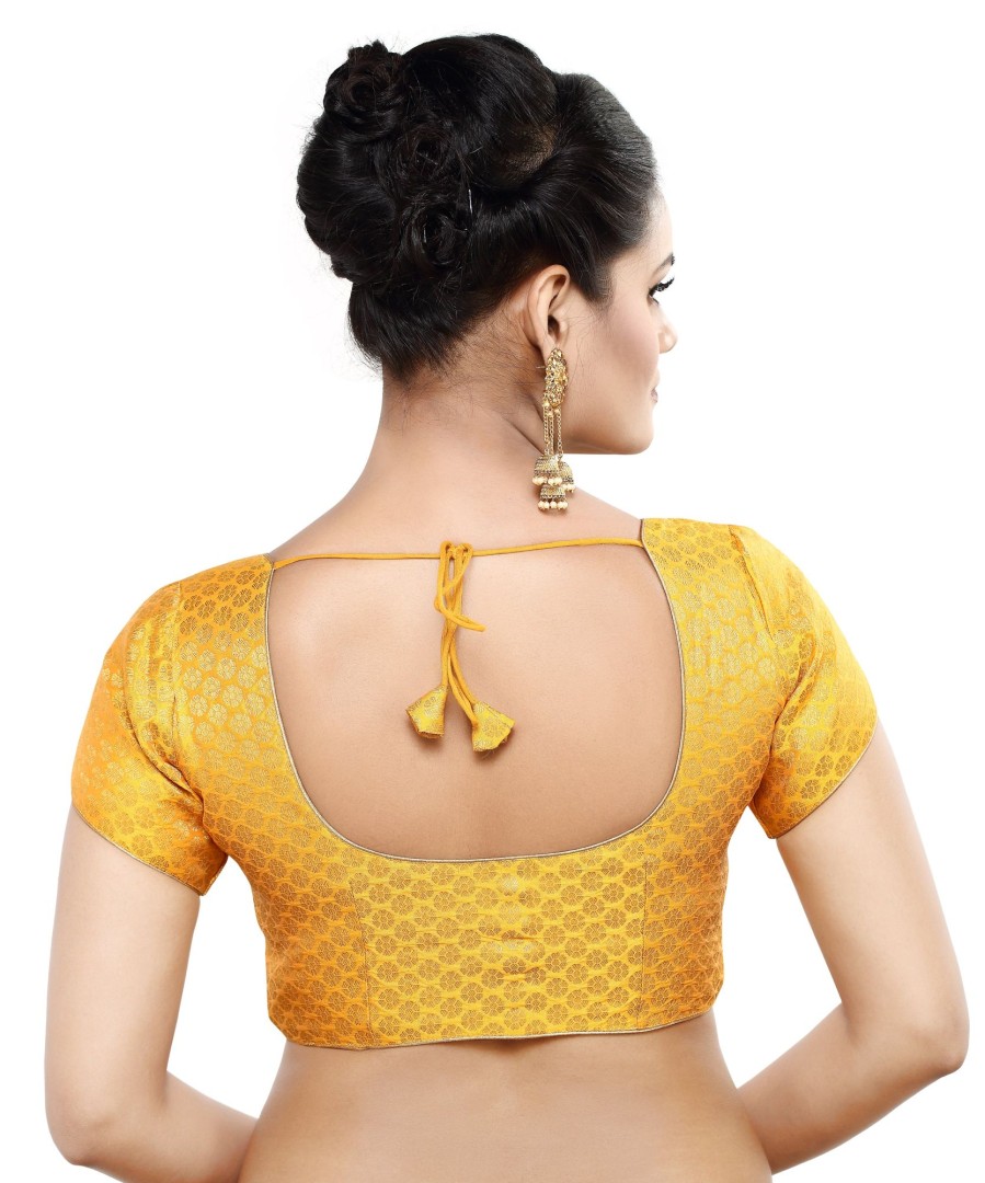 Women Madhu Fashion | Women'S Short Sleeves Banaras Brocade Readymade Saree Blouse - Madhu Fashion