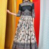 Women Phenav | Women'S Ethnic Motifs Printed Embellished Silk Empire Ethnic Gown With Dupatta - Phenav Blue