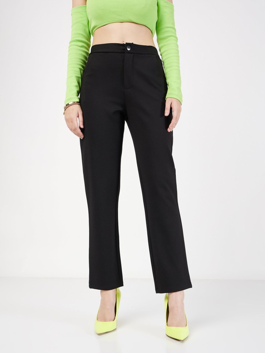 Women Lyush | Women'S Black Roma Tapered Pants - Lyush