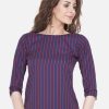 Women Wahe-NOOR | Women'S Blue Striped Crepe Top - Wahe-Noor