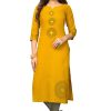 Women Vbuyz | Women'S Yellow Color Slub Cotton Straight Kurta Only - Vbuyz