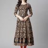 Women Final Clearance Sale | Women'S Cotton Printed Anarkali Kurta With Legging - Final Clearance Sale Black